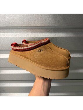 UGG Womens Tazz Chestnut Suede Platform Slipper Size 6 1122553